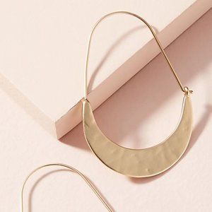 Anthropologie Gold Crescent Hoop Earrings Like New